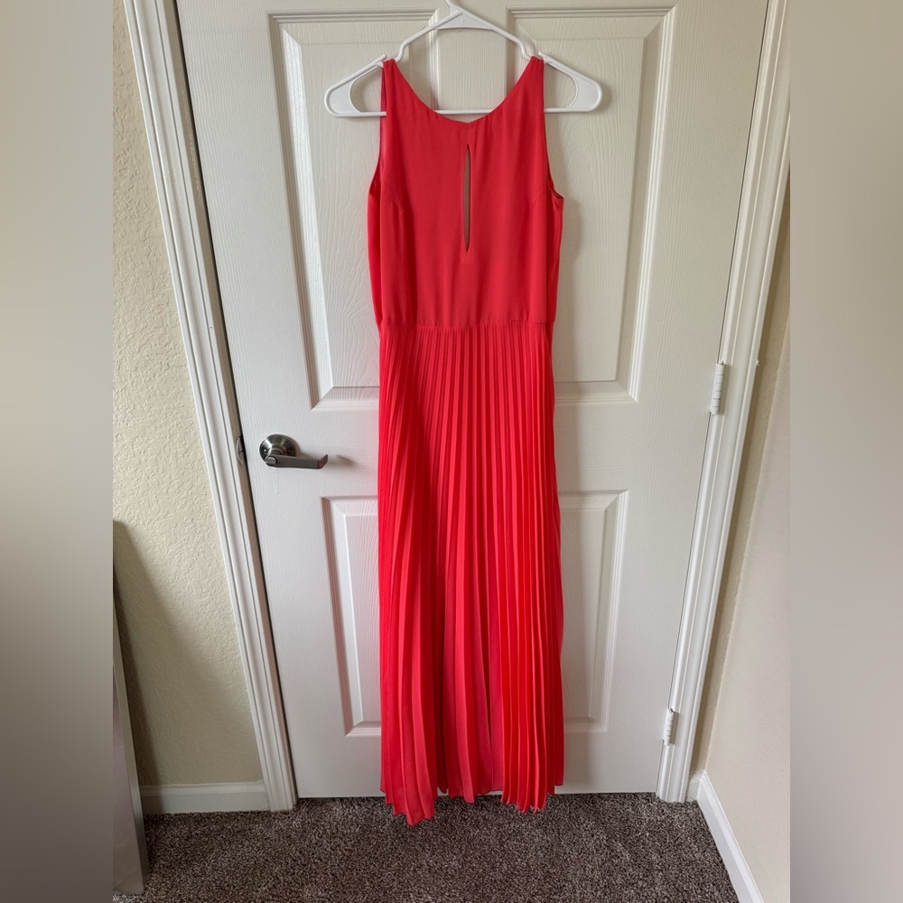 Long coral colored dress